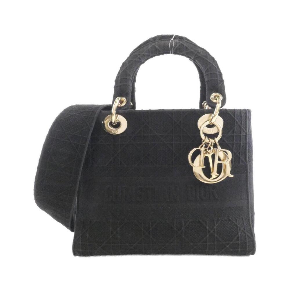 Christian Dior Lady Lite Bag black embroidered Cannage motif